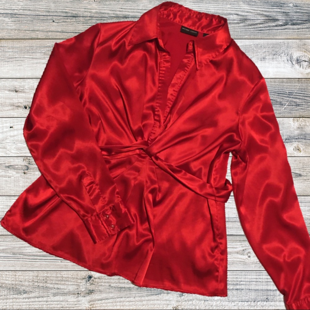 NY&Co Red Long Sleeve Dress Shirt (sz 14)